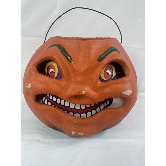 Other - Halloween Folk Art Primitive Paper Mache Jack O Lantern Seasons Gone By